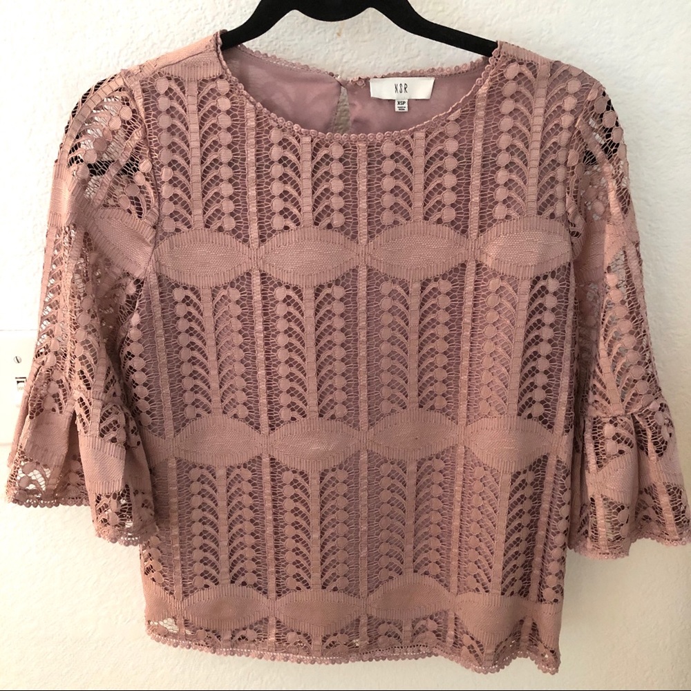 Stitch Fix Mauve Lace Overlay Blouse